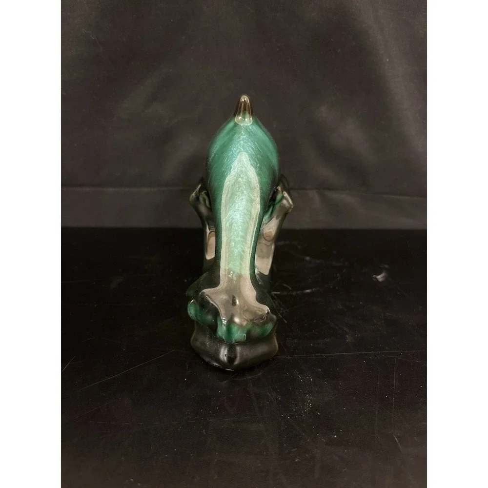 Ceramic Dark Teal Decorative Dolphin Figurine